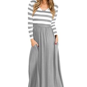 LONG SLEEVE STRIPED MAXI DRESS